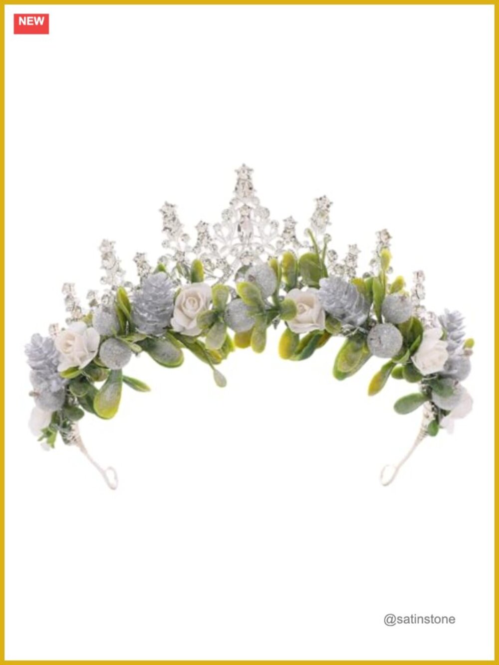 Rhinestone Flower Crown Handmade Bridal Floral Headpiece Women